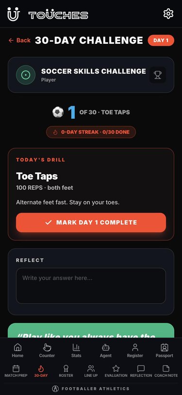 30-Day Challenge with today's drill and streak