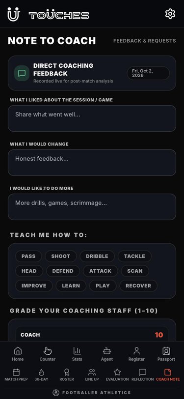 Note to coach feedback and requests