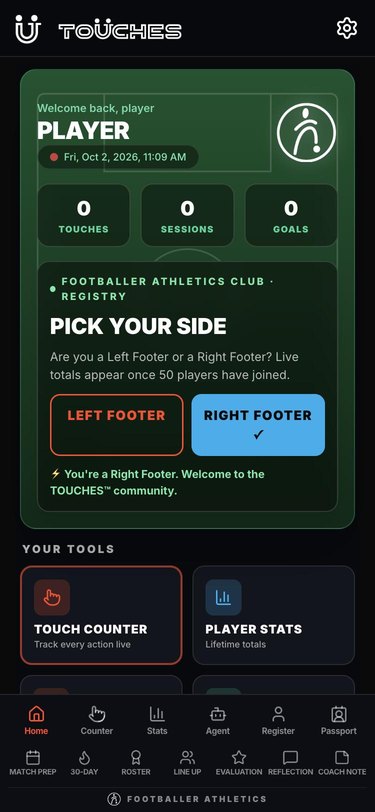 TOUCHES app home screen