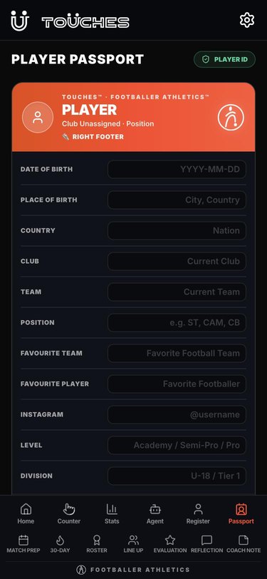 Player Passport athlete ID card